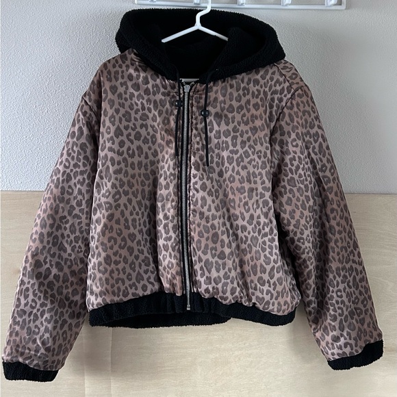 PINK Victoria’s Secret Plush Teddy Hooded Bomber Jacket Black Size XL - Picture 7 of 16